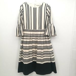 Alice + Olivia Black and White Striped Midi Dress